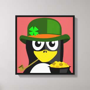"ST. PATRICK'S DAY" PENGUIN LEINWANDDRUCK