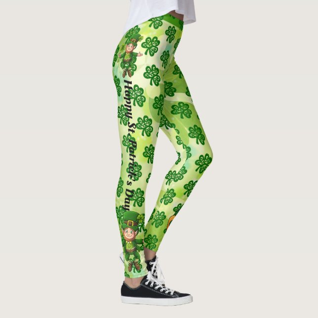 St Patrick's Day Personalize Name or Text Greeting Leggings (Rechts)