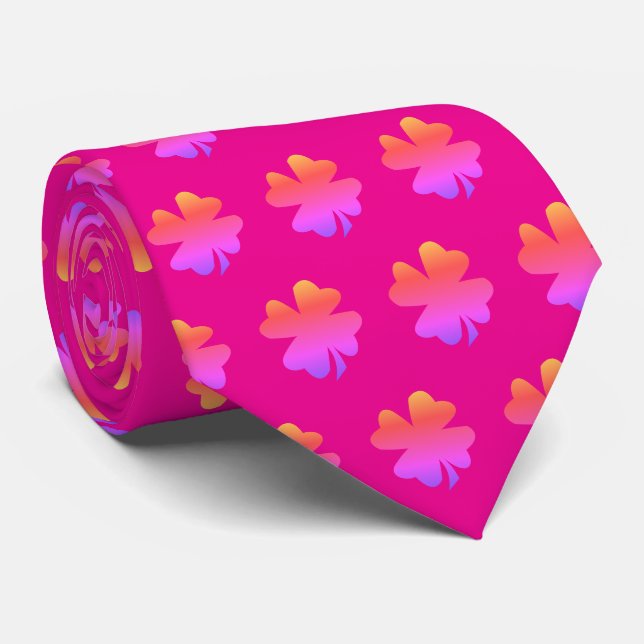 St Patrick's Day Pink Kleeblatt Leaf Kunstgeschenk Krawatte (Gerollt)