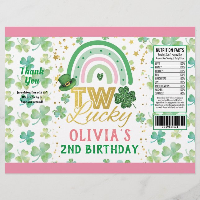 St Patrick's Day Pink Two Lucky Chip Bag Wrapper Flyer (Vorne)