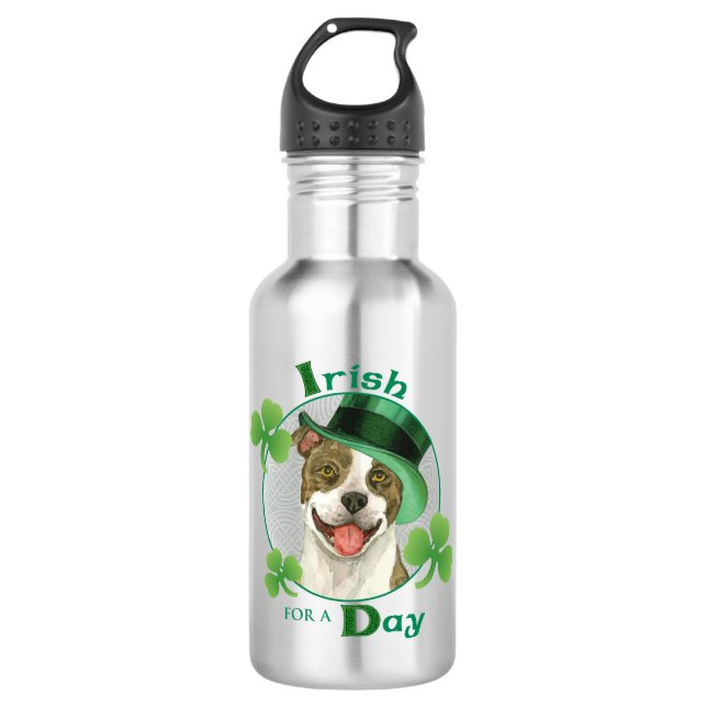 St. Patrick's Day Pit Bull Edelstahlflasche (Vorderseite)