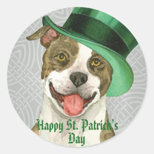 St. Patrick's Day Pit Bull Runder Aufkleber