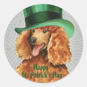 St. Patrick's Day Poodle Runder Aufkleber