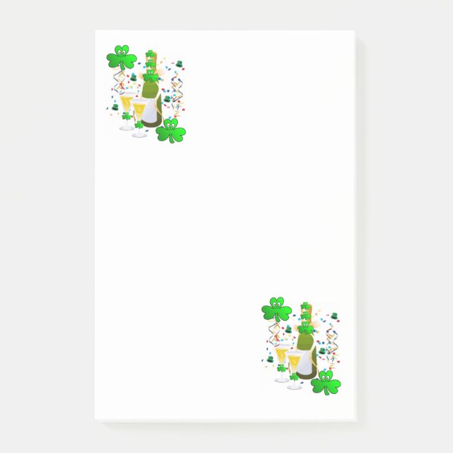 St. Patrick's Day Post it Notes Kleeblatt Wine Post-it Klebezettel (Vorderseite)