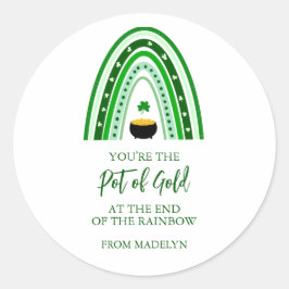 St. Patrick's Day Pot of Gold Boho Rainbow Runder Aufkleber