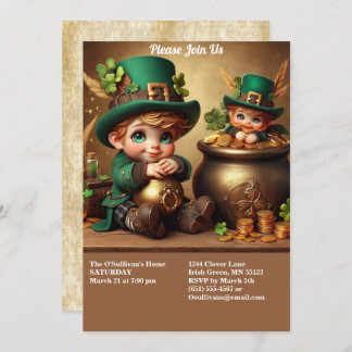 St Patrick's Day Pot of Gold Boy Leprechaun Party Einladung