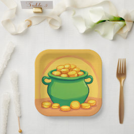 St. Patrick's Day Pot of Gold Paper Plate Pappteller