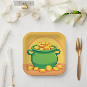 St. Patrick's Day Pot of Gold Paper Plate Pappteller