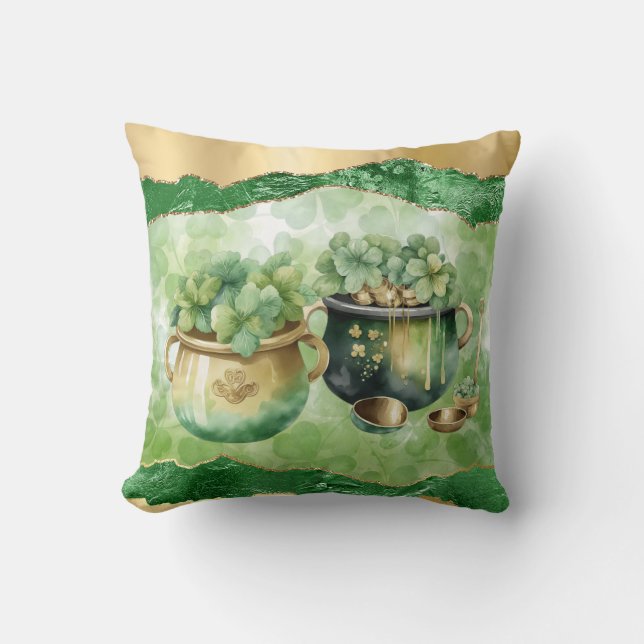 St. Patrick's Day Pots of Gold Irish Clovers Kissen (Vorderseite)