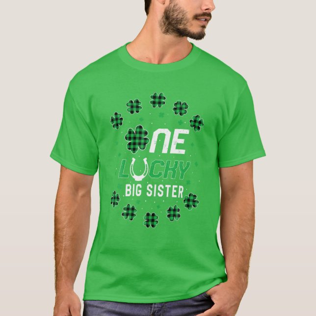 St Patricks Day Prek Kinder One Lucky Big Sister T-Shirt (Vorderseite)