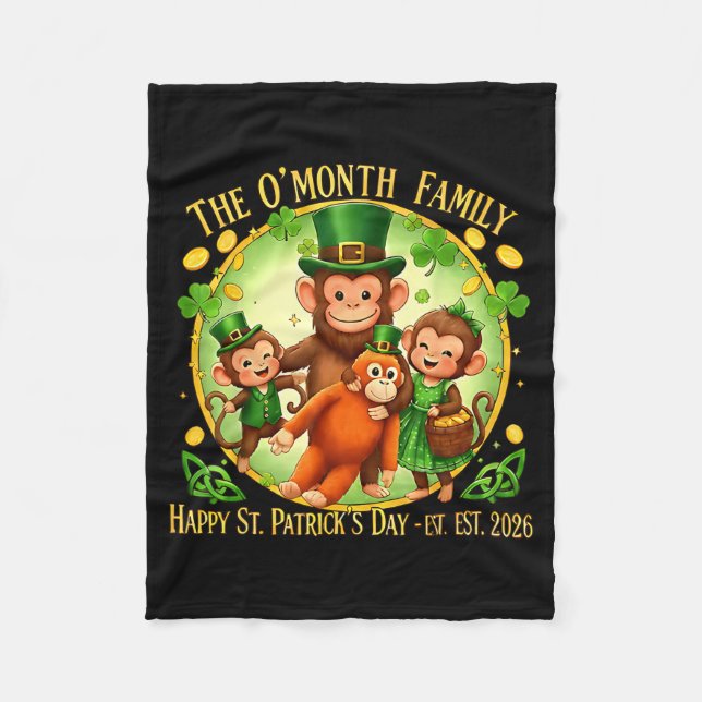 St. Patricks Day Punch Affe lustig süßes Tier  Fleecedecke (Vorderseite)