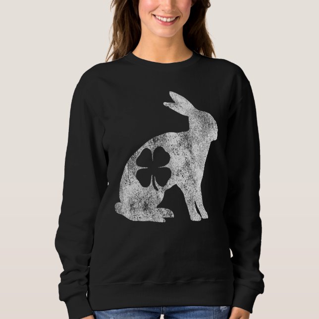 St Patrick's Day Rabbit Bunny Irish Green Shamrock Sweatshirt (Vorderseite)