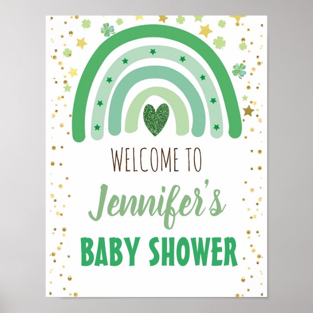 St Patrick's Day Rainbow Baby shower Affiche de bi (Devant)