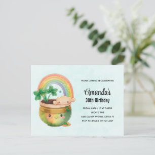 St. Patrick's Day Rainbow & Clover Geburtstagspart Postkarte