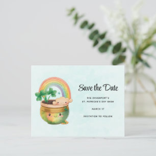 St. Patrick's Day Rainbow & Clover Save the Date Einladungspostkarte