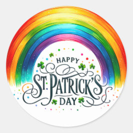 St Patricks Day Rainbow Kleeblatts Illustration Runder Aufkleber