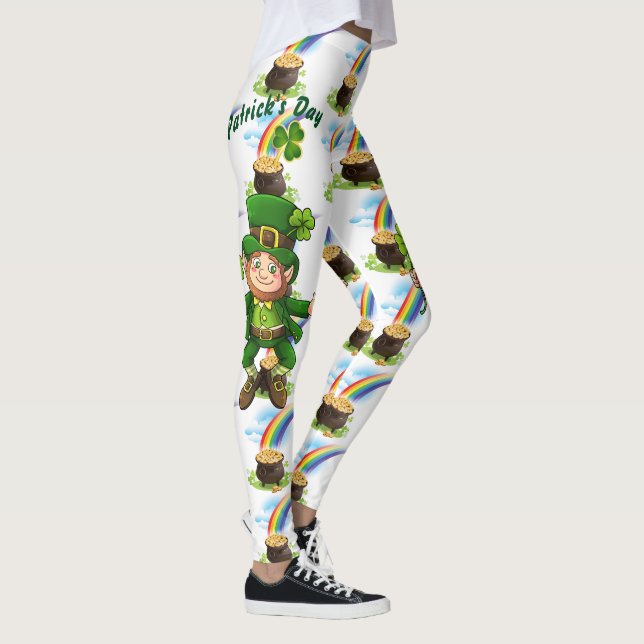 St Patrick's Day Rainbow Pot of Gold Leprechaun Leggings (Rechts)