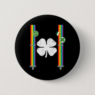 St. Patrick's Day Rainbow Suspenders Clover Boys G Button