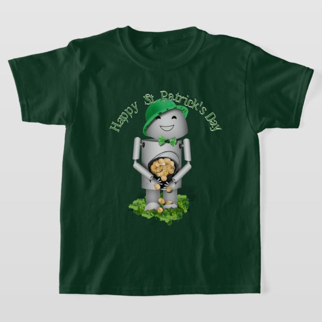 St Patrick's Day Robo-x9 With Pot of Gold T-Shirt (Ablage )