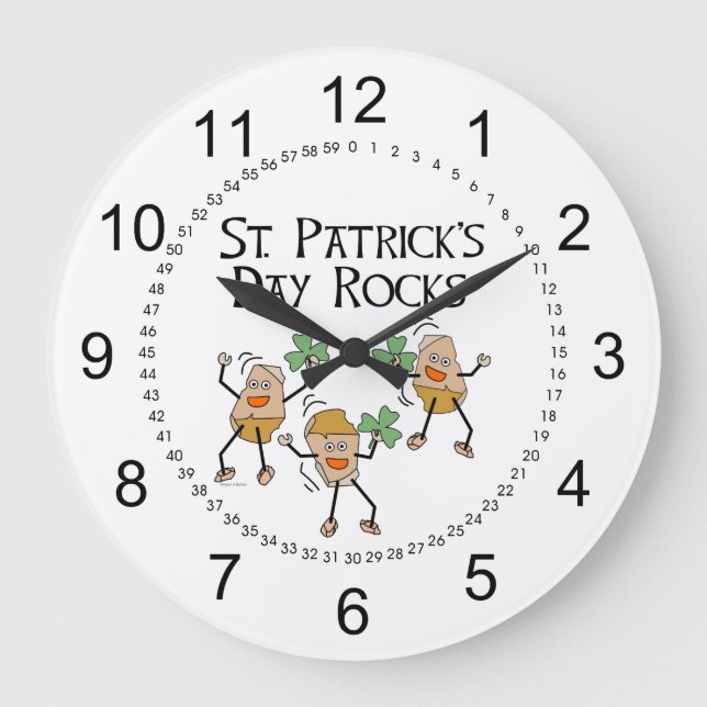St. Patrick's Day Rocks Große Wanduhr (Vorderseite)