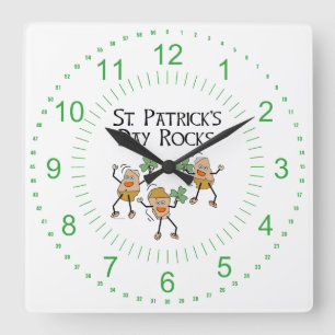 St. Patrick's Day Rocks Quadratische Wanduhr