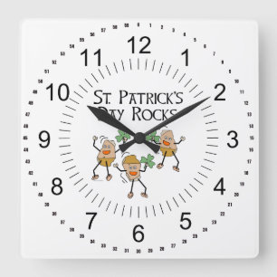 St. Patrick's Day Rocks Quadratische Wanduhr