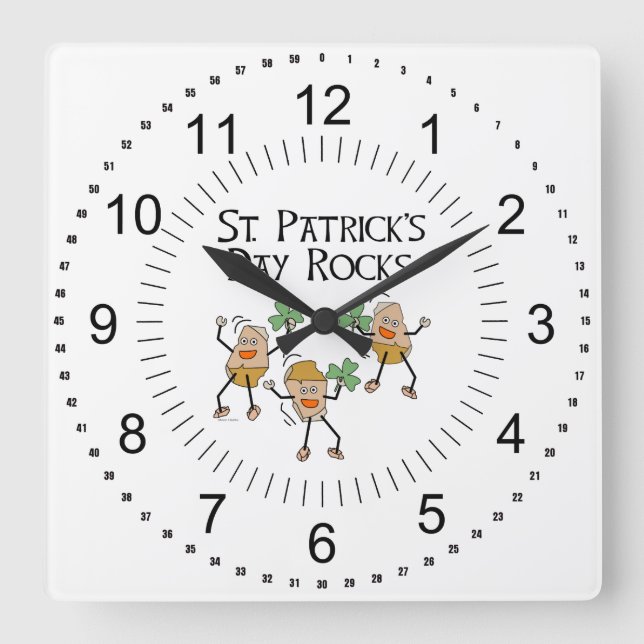 St. Patrick's Day Rocks Quadratische Wanduhr (Vorderseite)