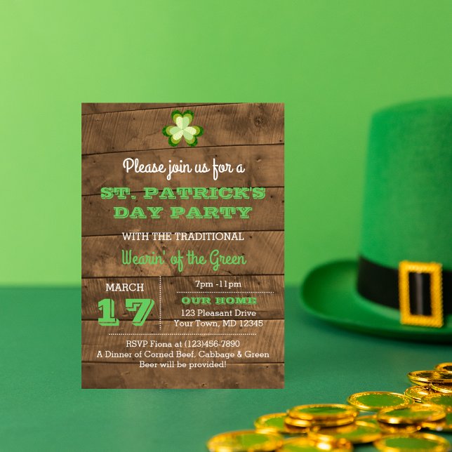 St. Patrick's Day Rustic Party Invitation (Créateur téléchargé)