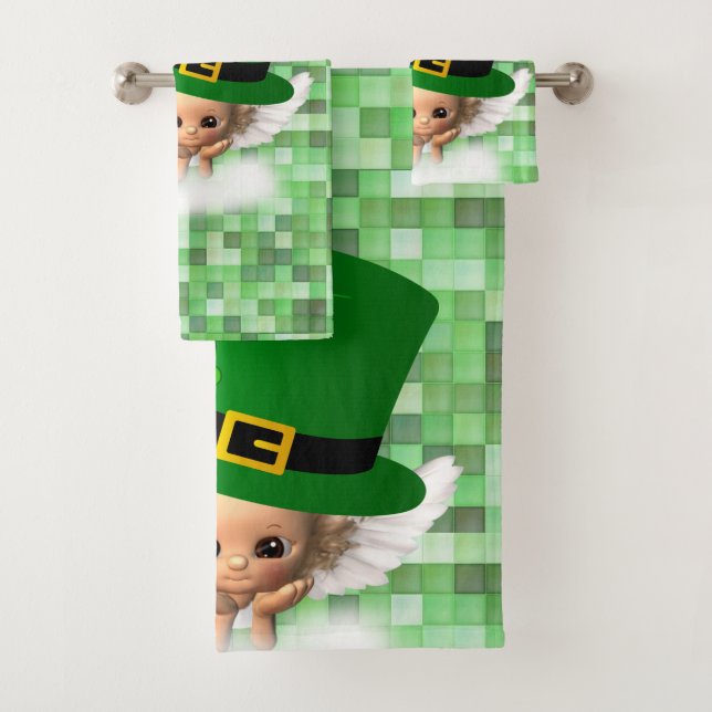 St. Patrick's Day Salle de bain Serviettes Angel S (En situation)