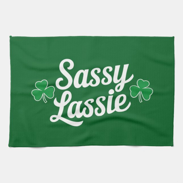 St Patricks Day Sassy Lassie Funny Irish Geschirrtuch (Horizontal)