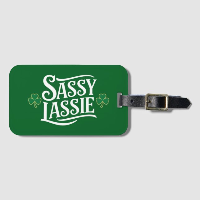 St Patricks Day Sassy Lassie Funny Irish Girl Gepäckanhänger (Vorderseite (Horizontal))