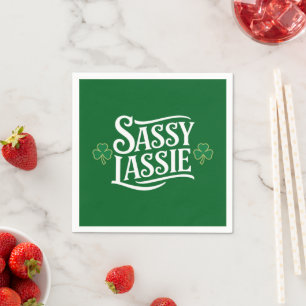 St Patricks Day Sassy Lassie Funny Irish Girl Serviette