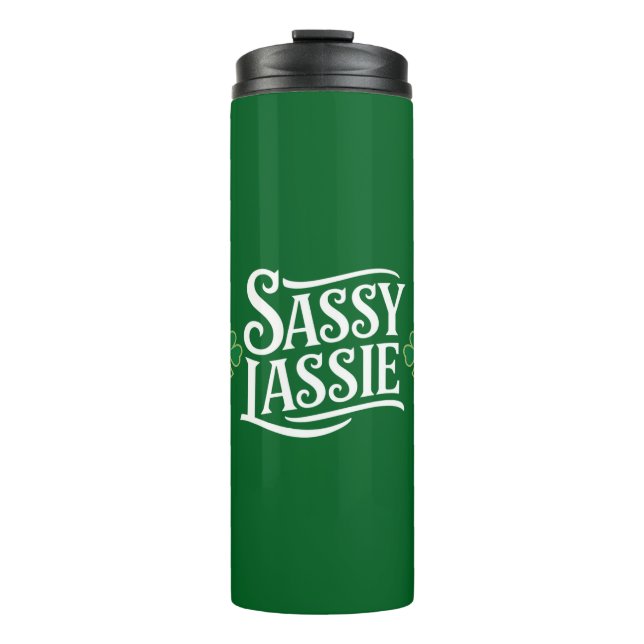 St Patricks Day Sassy Lassie Funny Irish Girl Thermosbecher (Vorderseite)