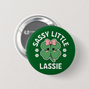 St Patricks Day Sassy Little Lassie Kids Girl Button