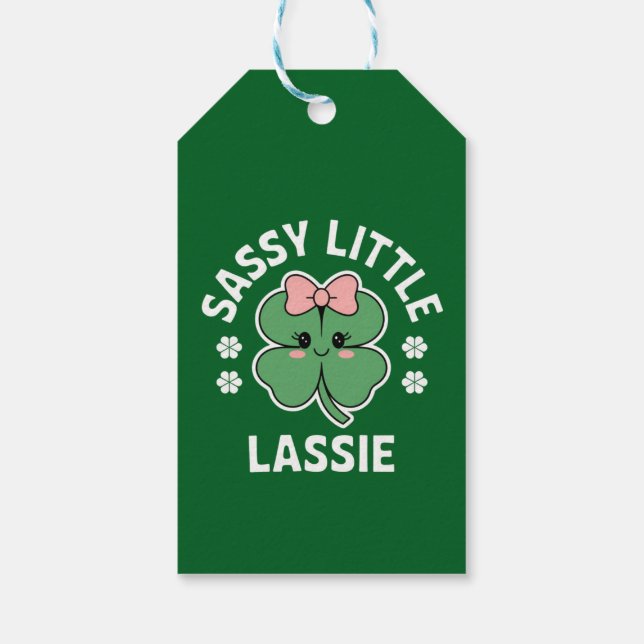 St Patricks Day Sassy Little Lassie Kids Girl Geschenkanhänger (Rückseite)
