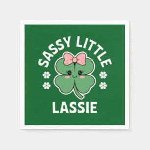 St Patricks Day Sassy Little Lassie Kids Girl Serviette