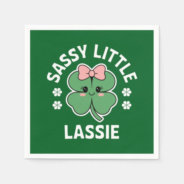 St Patricks Day Sassy Little Lassie Kids Girl Serviette (Vorderseite)