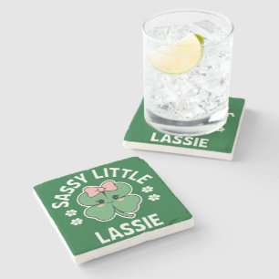 St Patricks Day Sassy Little Lassie Kids Girl Steinuntersetzer