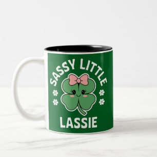 St Patricks Day Sassy Little Lassie Kids Girl Zweifarbige Tasse