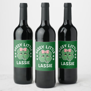 St Patricks Day Sassy Little Lassie Kinder Mädchen Weinetikett