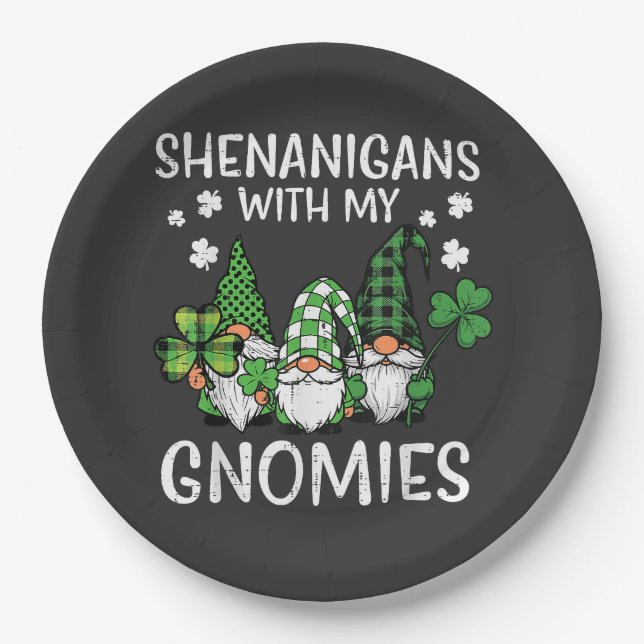 St Patricks Day Schelmereien mit Gnomies Gnom Pappteller (Vorderseite)