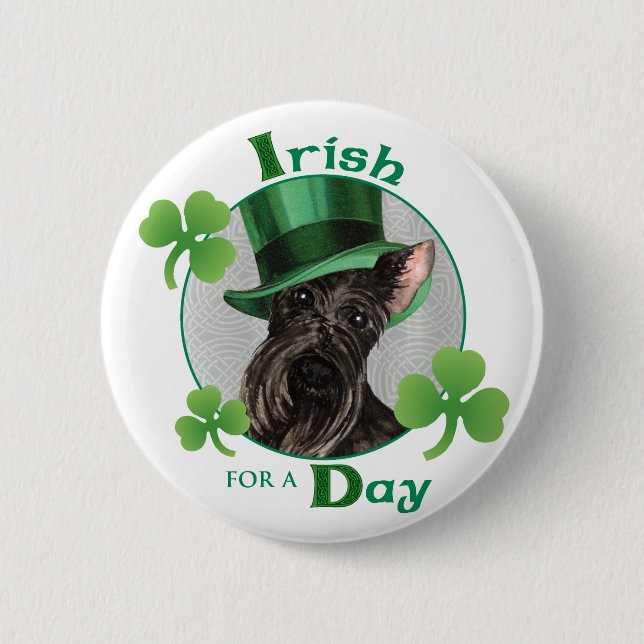 St. Patrick's Day Scottish Terrier Button (Vorderseite)