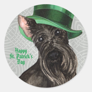 St. Patrick's Day Scottish Terrier Classic Round S Runder Aufkleber