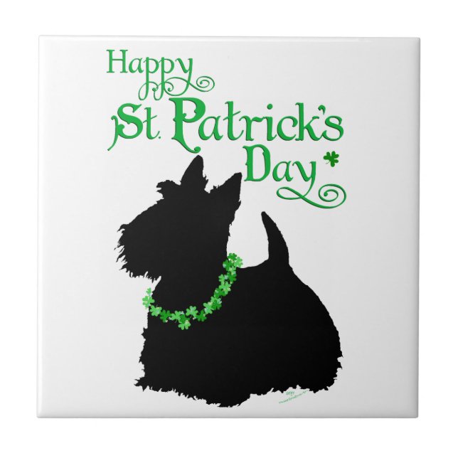 St. Patrick's Day Scottish Terrier Fliese (Vorderseite)