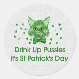 St Patrick's Day Scrapper Cat Runder Aufkleber