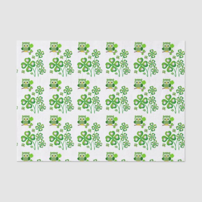 St. Patrick's Day Seidenpapier Eule (Vorderseite)