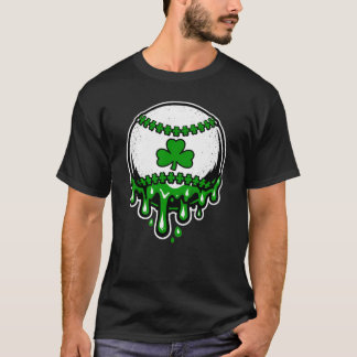 St Patricks Day Shamrock Baseball Ice Cream Drip  T-Shirt