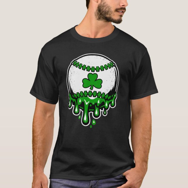 St Patricks Day Shamrock Baseball Ice Cream Drip  T-Shirt (Vorderseite)