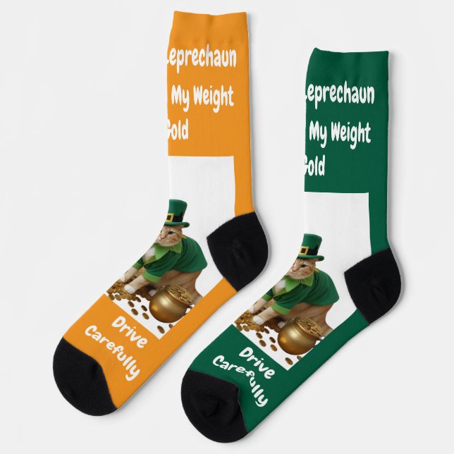 St Patrick's Day Shamrock Cat Humor Socken (Linkes Detail)