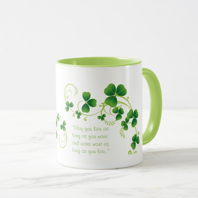 St. Patrick's Day Shamrock et Irish Blessing Mug (Devant droit)